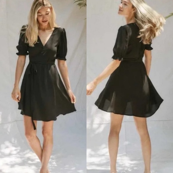 Christy Dawn Dresses & Skirts - Christy Dawn Vasara Mini Wrap Dress in Raven Black